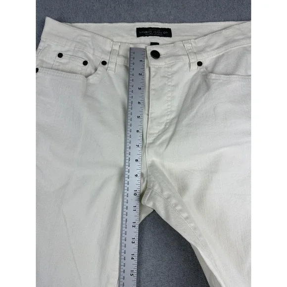 Lauren Jeans Co Ralph Lauren Jeans Womens 10 White Mid Rise Straight Stretch NWT - Picture 5 of 10